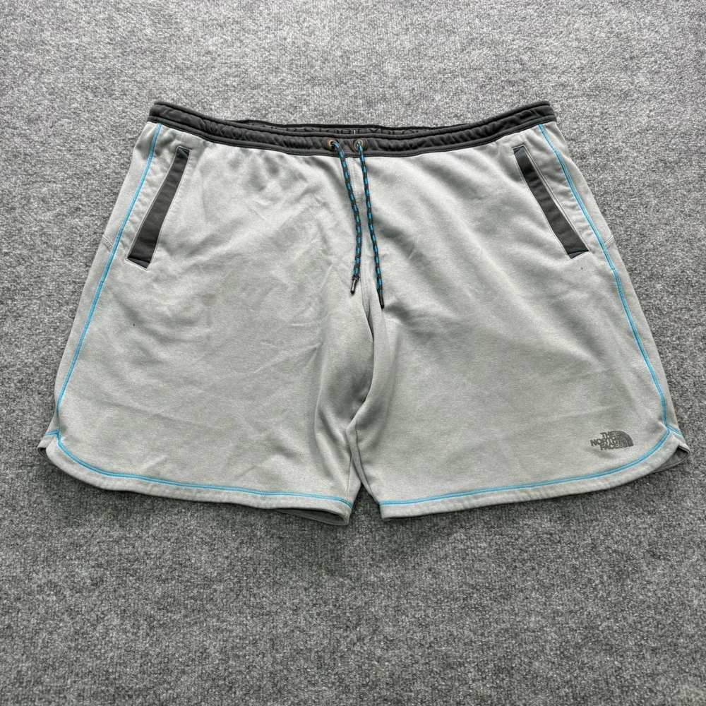 The North Face Shorts Mens XXL Gray Blue Fleece Lined Zipper Pockets Athletic